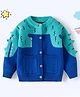 Little Surprise Box Full Sleeves Colour Blocked & Dinosaur Printed Sweater - Blue