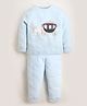 Cherry Crumble By Nitt Hyman Full Sleeves Horse & Carriage Embroidered   Night Suit - Sky Blue