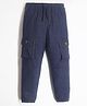 Cherry Crumble By Nitt Hyman Side Pocket Detailed Solid Denim Cargo Pants - Blue