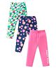 Babyhug Cotton Lycra Knit Stretchable Leggings Floral Print Pack of 3 - Multicolor