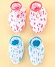 Ohms Cotton Knitted Jersey Booties with Heart Print- White