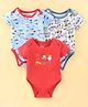 OHMS Cotton Jersey Half Sleeves Fish Print Onesies Pack of 3 - Red & Blue