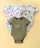 OHMS Cotton Jersey Knit Half Sleeves Onesies Floral Print Pack Of 3 - Multicolor