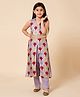 Piccolo-Sleevless Ethnic Scallop Foil Printed Front Slit Designed Kurta With Pant And Belt - Lavender