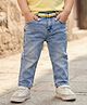 Babyhug Denim Full Length Washed Jeans with Stretch - Light Blue