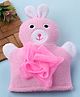 Rabbit Shape Bath Gloves With Attached Loofah - Pink