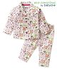 Babyoye Eco Conscious Cotton Modal Full Sleeves Night Suit With Animals Print - White & Pink