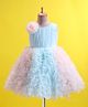 Bluebell Sleeveless Ruffle Dress with Corsage Applique - Peach