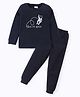 BLUSHES Full Sleeves Give Me Space Text &Astronaut Printed Night Suit - Navy Blue