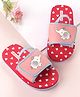 Babyoye Back Strap Flip Flops With Heart & Elephant Print - Red