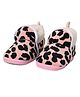 Kid-O-World Leopard Design Detailed Fur Soft Sole Velvet Booties - Pink