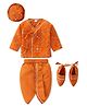 Babyhug Woven Full Sleeves Jamna Set with Forehead Cap & Booties - Mustard Yellow
