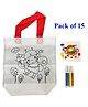 Asera Set of 15 Size  20x24 cms DIY Reusable Bags  Kids Party Bags, Doodle bag, Gift Bag Kids Party Favor Bags Candy Treat Goody BagKids  Party Favors for All Events
