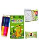 Asera Dino Theme Coloring Book with 8 Double Sided Pencil Colors Book Color and Design May Vary