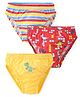 Babyhug 100% Cotton Knit Briefs Striped & Dino Print  Pack of 3- Yellow & Red