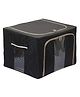 Kuber Industries Steel Frame Living Box, Closet Organizer, Cloth Storage Boxes for Wardrobe With Clear Window, 24Ltr. (Black & Grey)-44KM0290