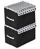 Kuber Industries Dot Printed Multiuses Medium Non-Woven Storage BoxOrganizer With Tranasparent Lid- Pack of 2 (Black) -44HH0417