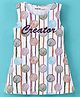 Doreme Single Jersey Knit Sleeveless Dresses  Creator Print - White