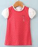 Doreme Single Jersey Knit Half Sleeves Inner T-Shirt with Heart Print Frock -Pink & White