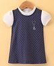 Doreme Single Jersey Knit Half Sleeves Inner T-Shirt with Heart Print Frock -Blue & White