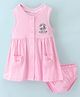 Doreme Single Jersey Knit Sleeveless Frock with Bloomer Unicorn Print - Pink