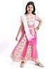 Pine Kids Cotton Knit Half Sleeves Choli & Lehenga Set with Dupatta Floral Printed - Pink