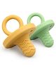 LuvLap Baby Silicone 2 in 1 Baby Soother Pacifier & Teether Pack of 2- Yellow & Green