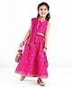 Babyhug Woven Sleeveless Choli With Lehenga & Dupatta Set Floral Embroidery - Pink