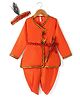 Babyhug Woven Full Sleeves Jamna Set with Forehead Cap & Waistband- Orange