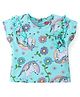 Babyhug Cotton Knit Half Sleeves Top with Unicorn Graphics Print - Light Blue