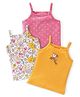 Babyhug 100% Cotton Knit Single Jersey Sleeveless Slips  With Floral & Deer Print Pack Of 3 - White Pink & Yellow