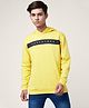 Coolsters by Pantaloons Full Sleeves Cut & Sew Detailed Placement Text Printed Cotton Hooded Sweatshirt - Mustard Yellow
