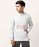 Coolsters by Pantaloons Full Sleeves Code Text Printed Half Zipper Cotton Sweatshirt - Grey Melange