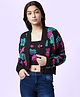 Coolsters by Pantaloons Full Sleeves Flower Printed Sweater  Top With Jacket  - Black