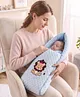 Babyhug 3 in 1 Bubble Embroidered Carry Nest Cum Sleeping Bag Lion Applique- Blue