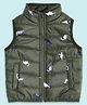 Pantaloons Baby Sleeveless Animals Printed Quilted Jacket  - Green