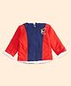 Pantaloons Baby Full Sleeves Placement Rocket Embroidered Colour Blocked Cotton Zipper Hooded Sweatshirt - Navy Blue
