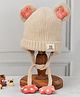 Yellow Bee Teddy Ear Detailed  Paw Ties Beanie - Beige & Pink-  Diameter 34 Cms