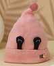 Yellow Bee Eye Applique Detailed Beanie - Light Pink-  Diameter 33 Cms