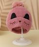 Yellow Bee  Kitten Detailed Bobble Cap      -  Pink