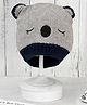 Yellow Bee Koala Face Detailed Knitted Wool Beanie Cap - Grey & Navy Blue