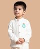 Greendeer Full Sleeves Placement Owl Patch Detailed Crinkle Soft Double Cotton Shirt - Cream