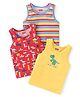 Babyhug 100% Cotton Sleeveless Sando Striped & Dino Print Pack of 3 - Multicolour