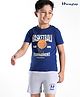 Honeyhap Premium 100% Cotton Half Sleeves  T-Shirt & Shorts Set with Bio Finish Text Print - Navy Blue & Grey