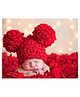 Love Crochet Art Christmas Pom Pom Photography Cap Hat - Red