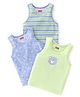 Babyhug 100% Cotton Sleeveless Sando With Teddy Print Pack Of 3 - Green & Purple