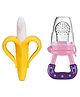 Enorme Silicone Banana Shaped Toothbrush Teether with Silicone Fruit and Food Nibbler Pacifier for Babies