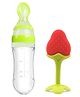 Enorme Silicone Easy Squeezy Spoon Food Feeder and Strawberry Shaped Silicone Teether for Babies- Color May Vary