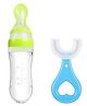 Enorme Silicone Easy Squeezy Spoon Food Feeder with U-shaped Soft Silicone Mouth Cleaning Toothbrush For Kids