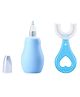 Enorme Baby Silicone Blue Nose Cleaner Nasal Aspirator with U-shaped Soft Silicone Mouth Cleaning Toothbrush For Kids